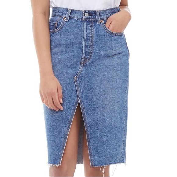 levis denim midi skirt